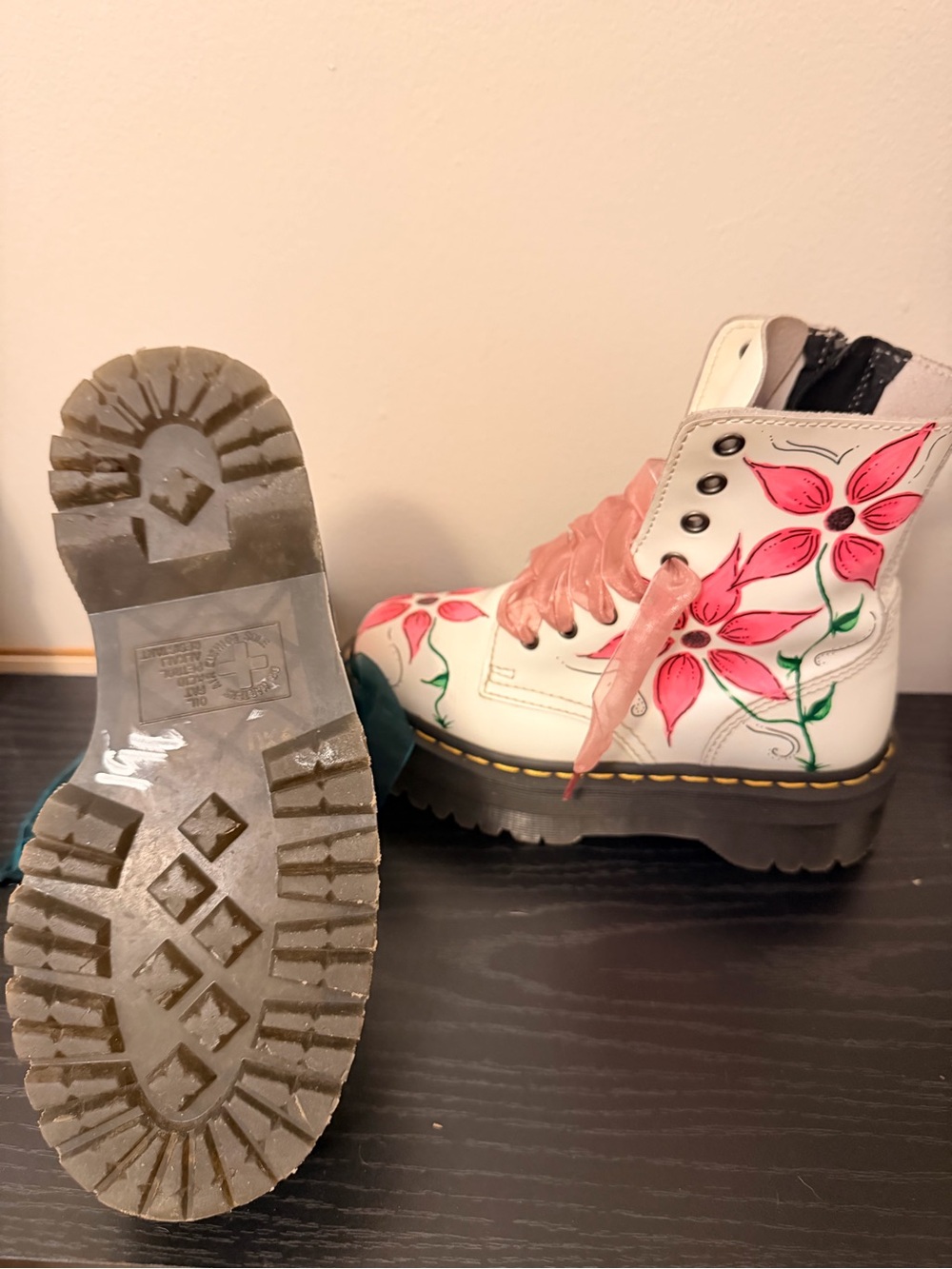 Custom Platform White Floral Dr. Martens Boots - Picture 4 of 4